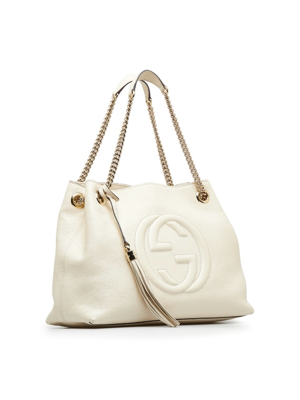 Gucci Soho Disco GG Interlock Cream Leather Chain Tote Bag